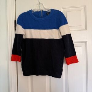 Colorblock Sweater - Blue, White, Black, and Red